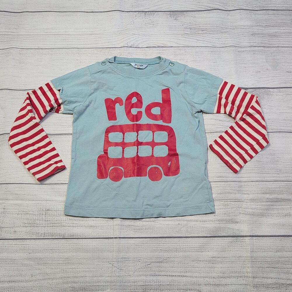 3/4 Baby Boden Red Bus Graphic Layered Tee